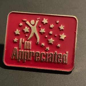 I'm Appreciated Lapel pin Jumping Person With Stars 1" Red Gold Tone
